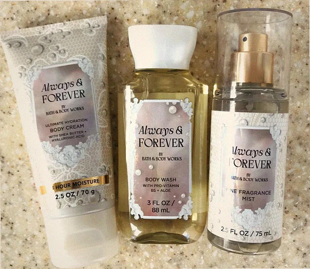3 ALWAYS & FOREVER Travel Body Wash + Body Cream + Fragrance Mist SET of 3