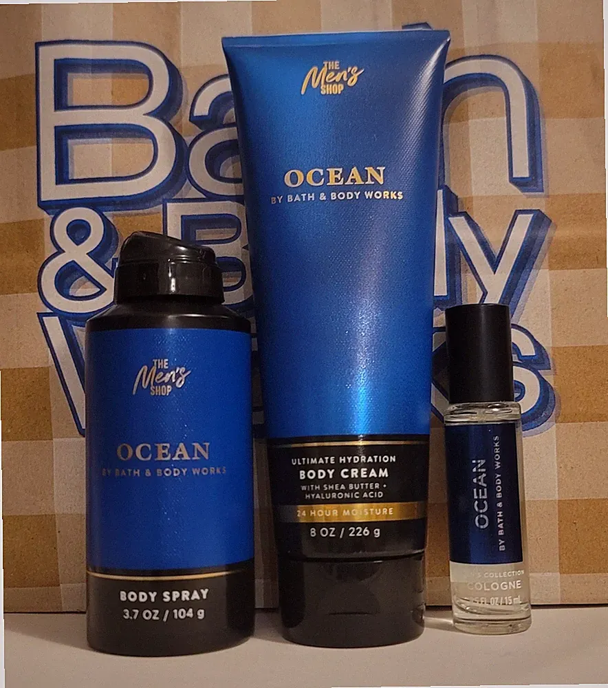 Bath & Body Works Men's Collection OCEAN Body Cream, Body Spray, & Mini Cologne