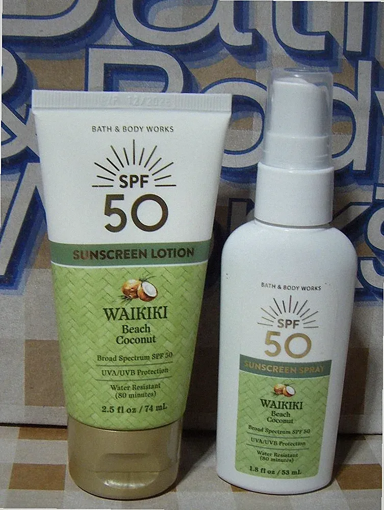 Bath & Body Works Travel Size Sunscreen Lotion/Spray Waikiki Beach New (Y/731)