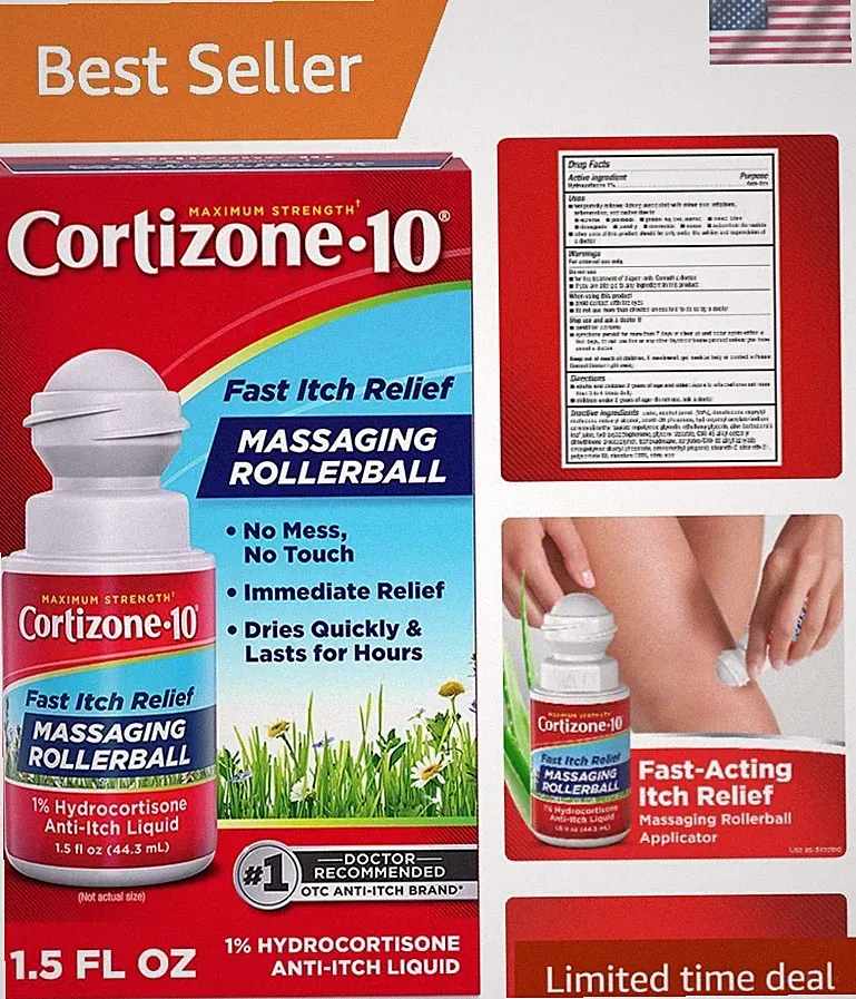 Cortizone-10 Maximum Strength Itch Relief Rollerball - Fast-Acting 1.5 fl. oz