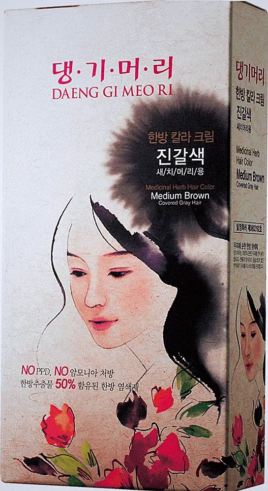 Daeng Gi Meo Ri - K-Beauty Herbal Hair Color Dye For Gray Hair - (Medium Brown)