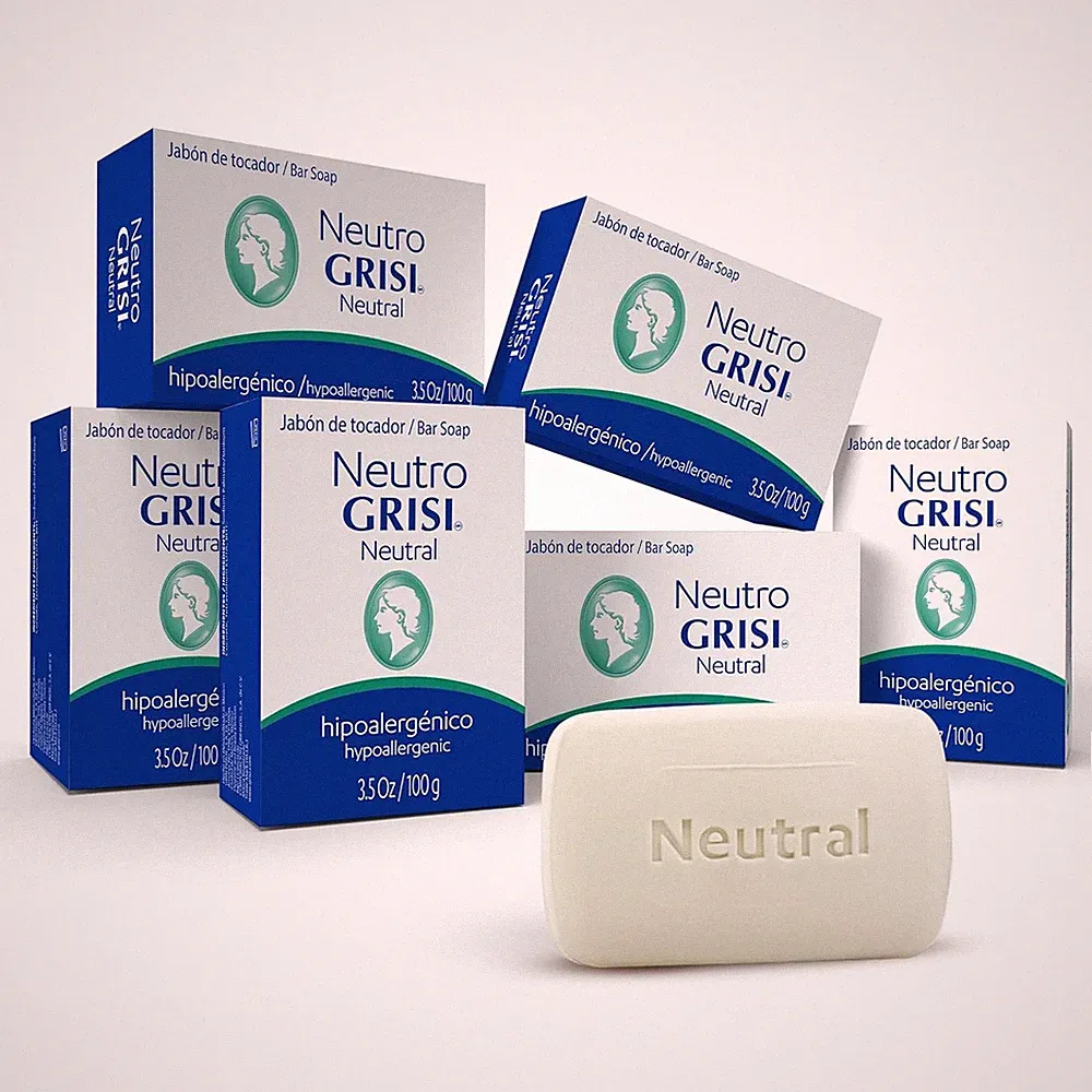 Grisi Neutral Hypoallergenic Bar Soap – Fragrance-Free & Dye-Free for Face & B
