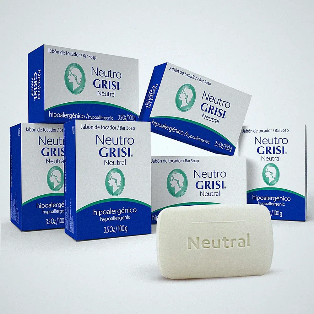 Neutral Hypoallergenic Bar Soap – Fragrance-Free & Dye-Free for Face & Body – Ge