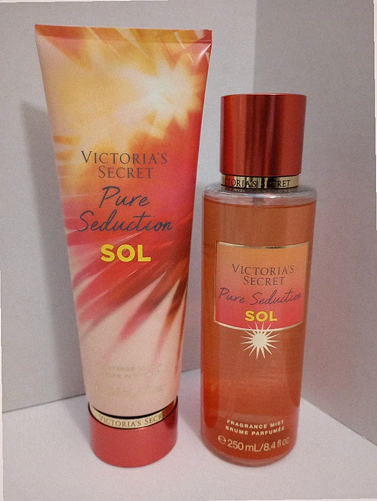Victoria’s Secret Pure Seduction Sol Body Mist & Fragrance Lotion 8oz Gift Set