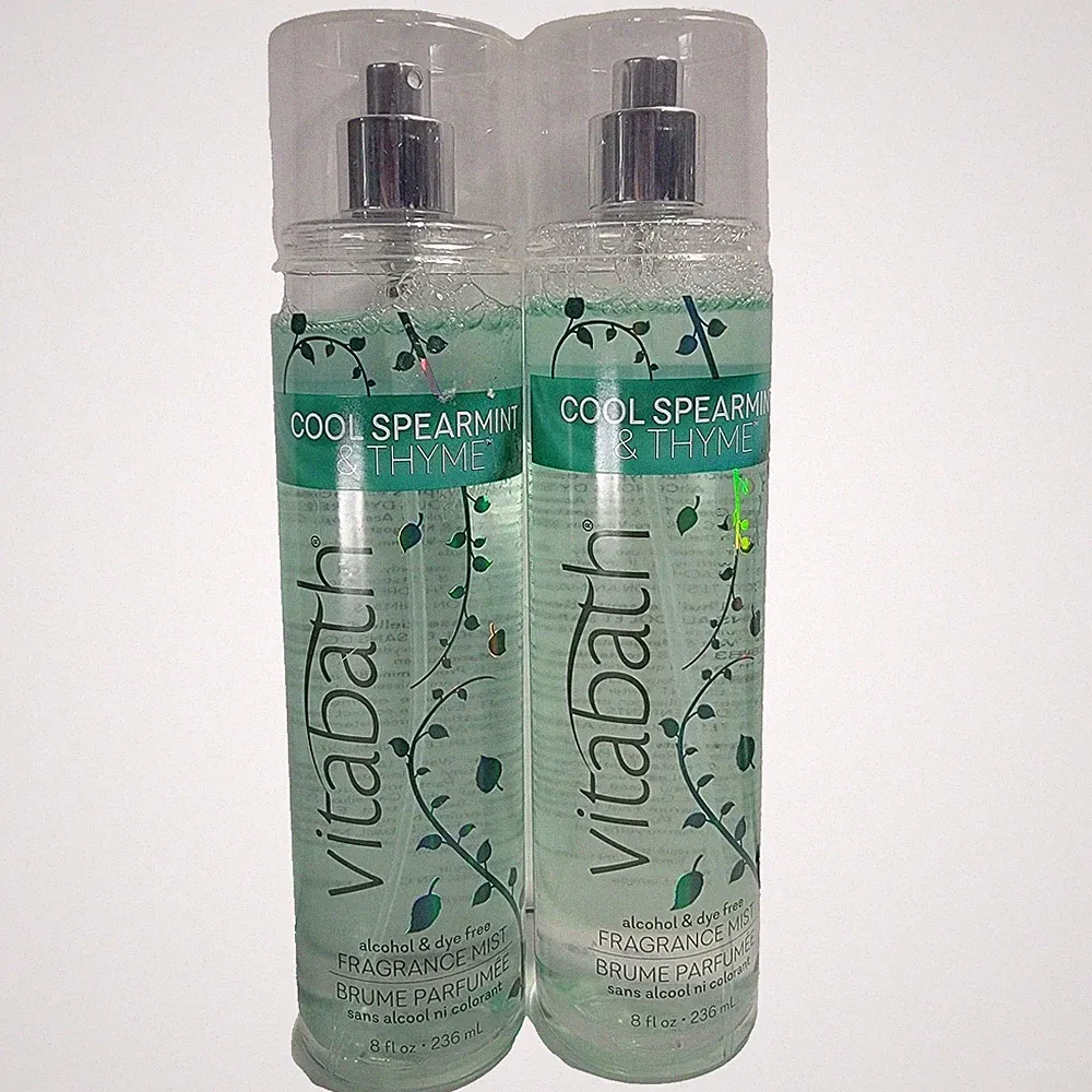 Vitabath Cool Spearmint & Thyme Alcohol & Dye Free Fragrance Mist 8oz 2 Pack
